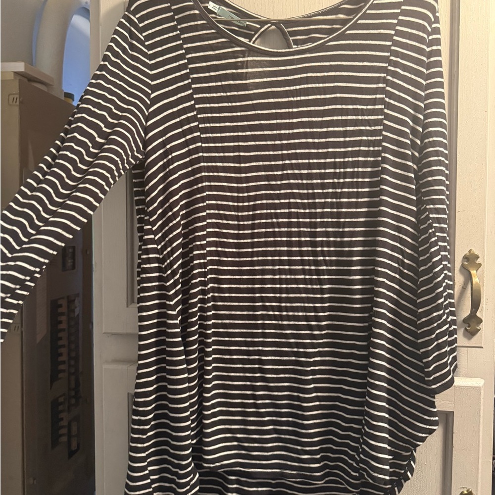 Maurices Black and White Striped Long Sleeve Top
